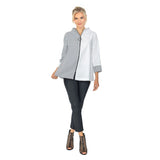 Colorblock Stripe Zip Front Jacket in Black & White - 7854J