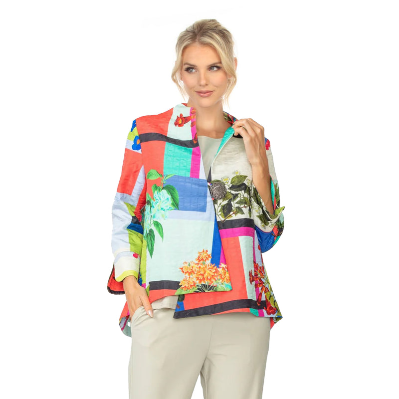 Just In! Colorblock Floral-Print Asymmetric Jacket in Multi - 7261J