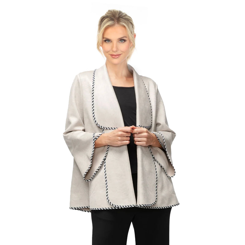 Faux Suede Open Front Jacket in Sand - 6916J