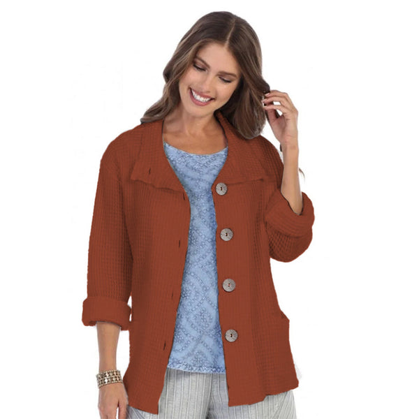 Focus Fashion Waffle Jacket in Clay Red -  C602-CLY