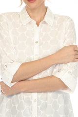 Hearts Embossed Button-Front Shirt in White - 15617-WT