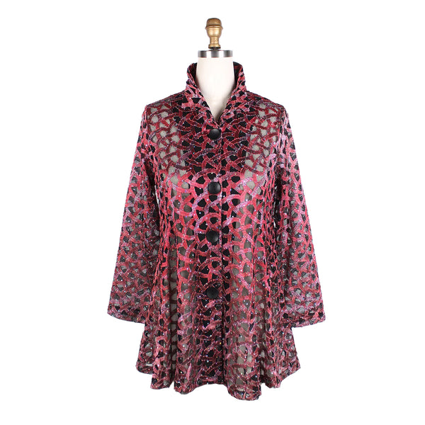 Damee Holographic & Sequin Jacket in Red - 300-RD