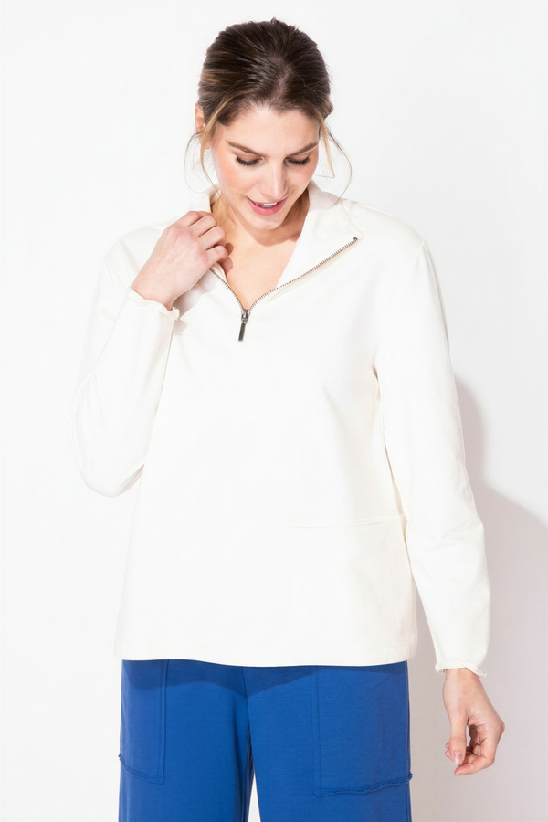 Partial Zip Soft Cotton Terry Pullover - 30121