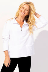 Ocean Front Terry Cozy Quarter Zip — ivory