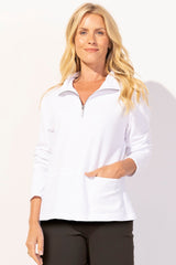 Ocean Front Terry Cozy Quarter Zip — ivory