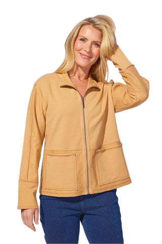 Terry Zip-Front Jacket in Honey - 30133 – Shop My Fair Lady