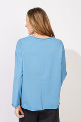 Ocean Front Terry Roll Neck Top — harbor