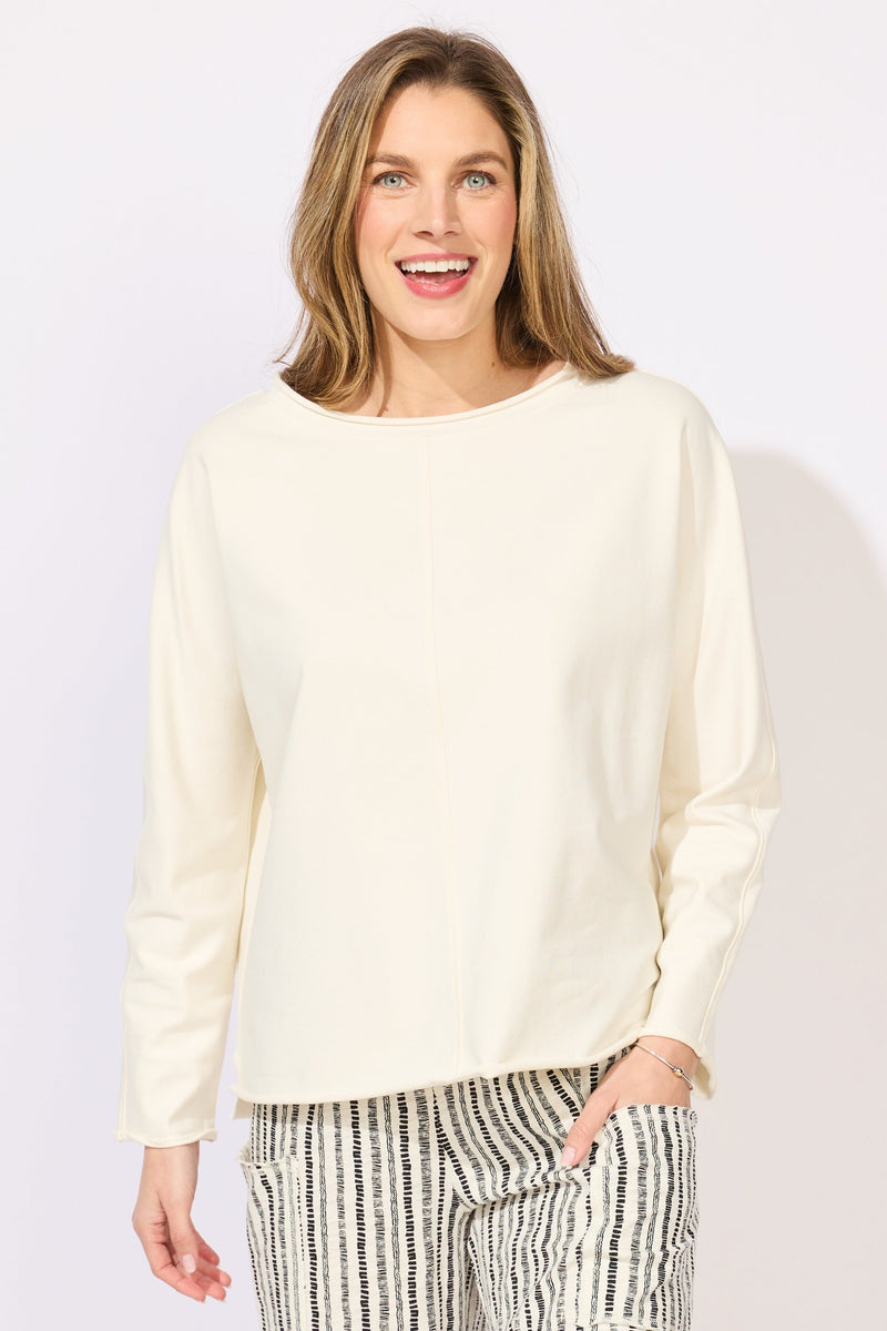 Ocean Front Terry Roll Neck Top — harbor
