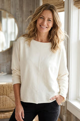 Ocean Front Terry Roll Neck Top — harbor