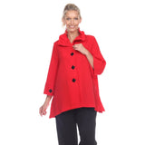 Button Front Ruffled Collar Jacket in Red - 3035 SOL - Sizes M & XL