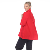 Button Front Ruffled Collar Jacket in Red - 3035 SOL - Sizes M & XL