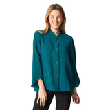 Textured Button-Front Jacket with Tulip Sleeves - 30618