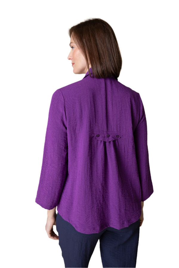 Pleat Back Crinkle Jacket in Plum - 30649