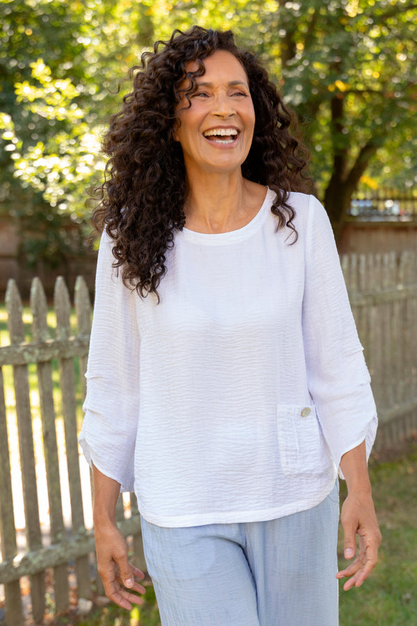 Whisper Jacquard Rayon Pleat Top - 30712