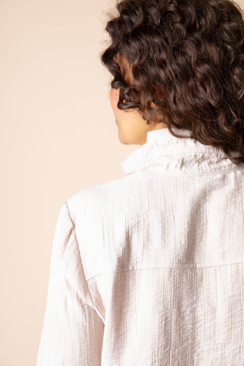 Soft Rayon Jacquard Ruched Collar Shirt - 30719