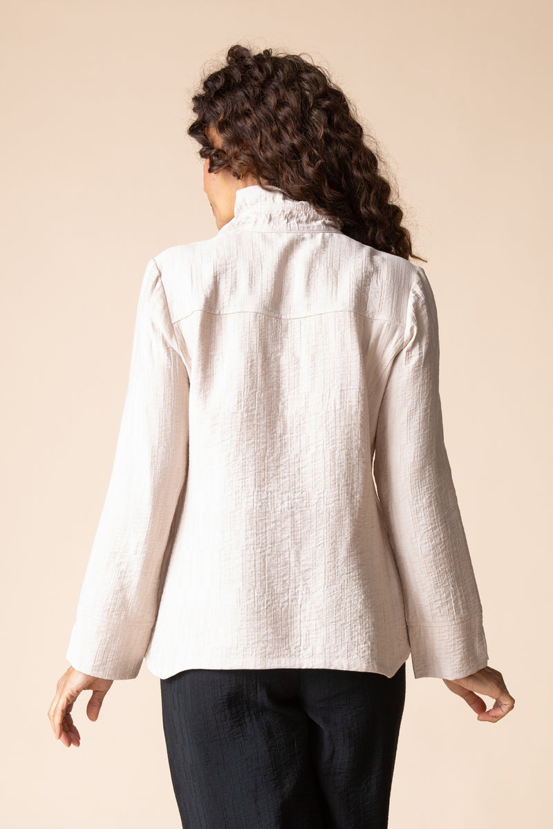 Soft Rayon Jacquard Ruched Collar Shirt - 30719