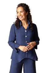 Soft Rayon Jacquard Ruched Collar Shirt - 30719