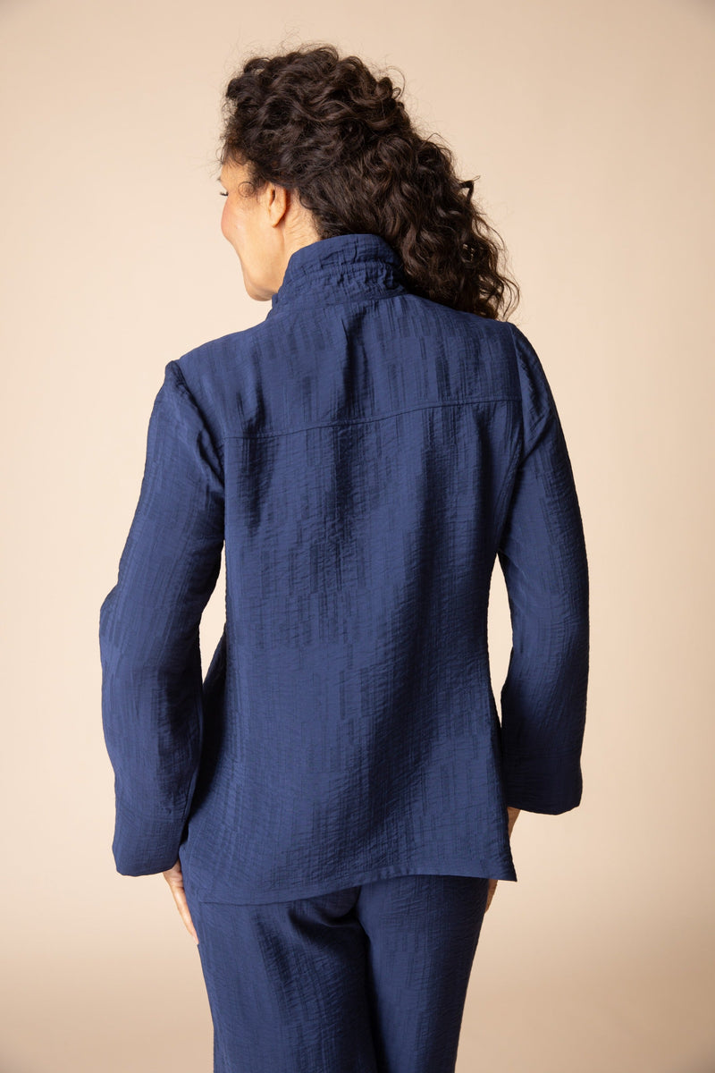 Elegant Jacquard Ruched Collar Shirt - 30719