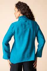 Elegant Jacquard Ruched Collar Shirt - 30719