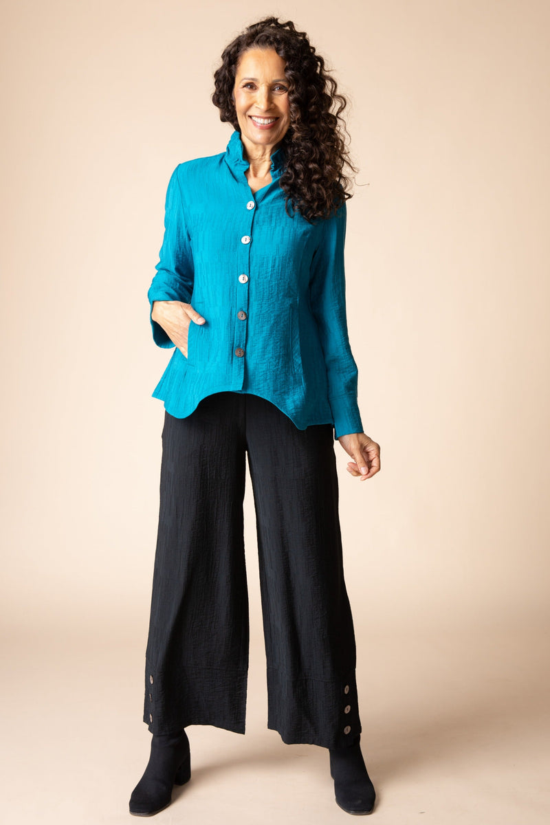 Elegant Jacquard Ruched Collar Shirt - 30719