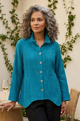 Elegant Jacquard Ruched Collar Shirt - 30719