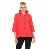 Textured Button Front Blouse/Jacket in Red - 3075SOL-RD