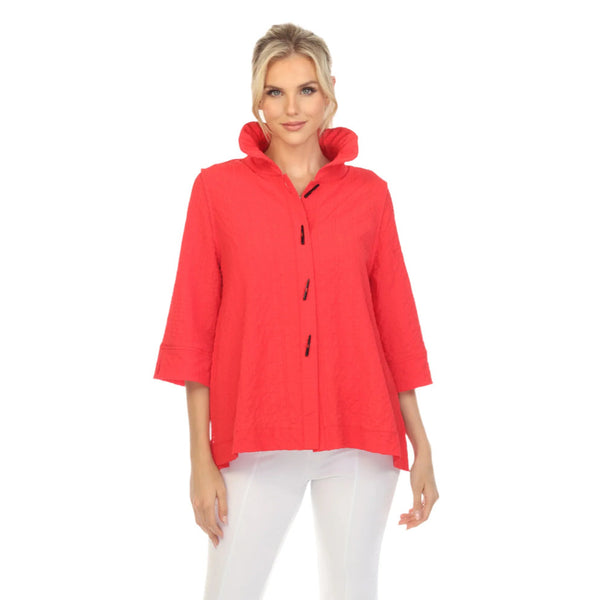 Textured Button Front Blouse/Jacket in Red - 3075SOL-RD