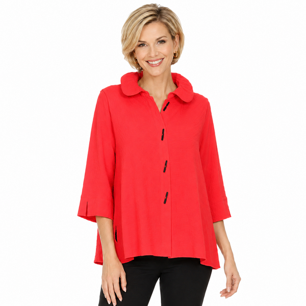 Textured Blouse/Jacket in True Red - 3075SOL-TRD