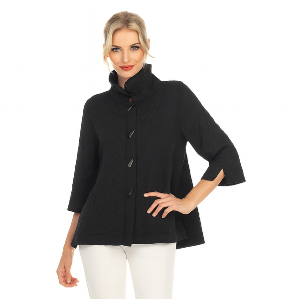 Button Front Blouse in Black - 3075SOL-BK