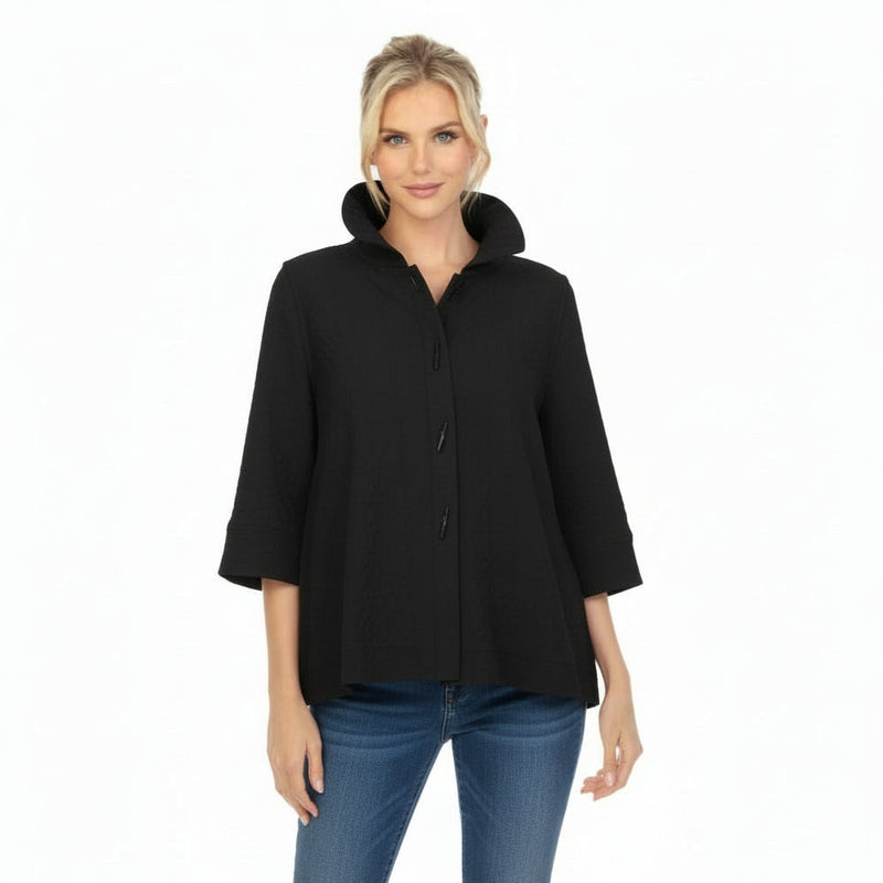 Button Front Blouse in Black - 3075SOL-BK