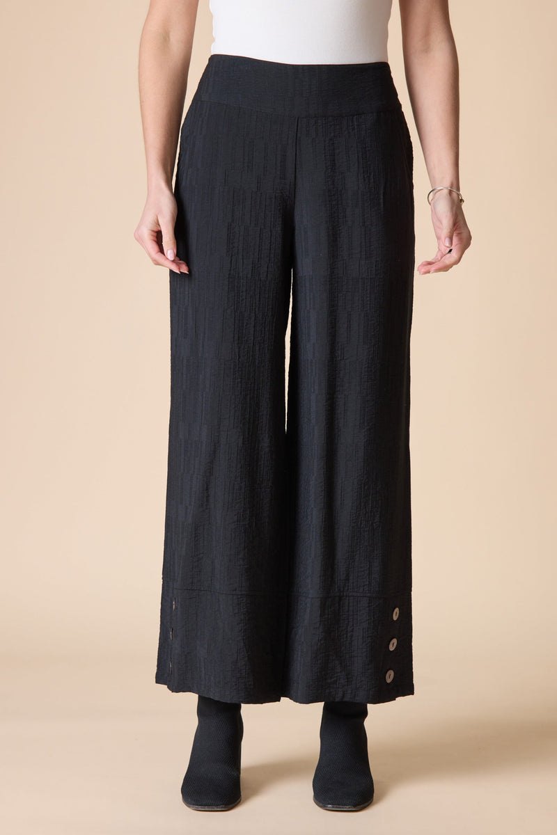 Soft Rayon Jacquard Button Hem Pant - 30778
