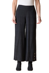 Habitat Soft Rayon Jacquard Button Hem Pant - BLACK - image 1