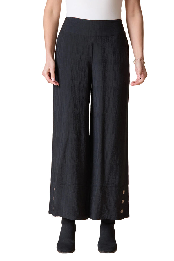 Soft Rayon Jacquard Button Hem Pant - 30778