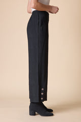 Habitat Soft Rayon Jacquard Button Hem Pant - BLACK - image 2