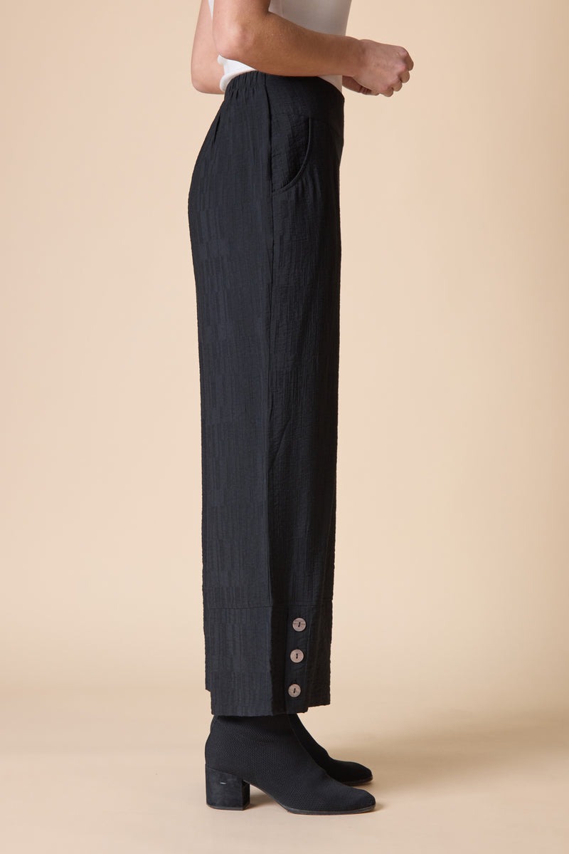 Habitat Soft Rayon Jacquard Button Hem Pant - BLACK - image 2