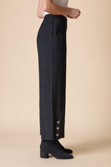 Soft Rayon Jacquard Button Hem Pant - 30778