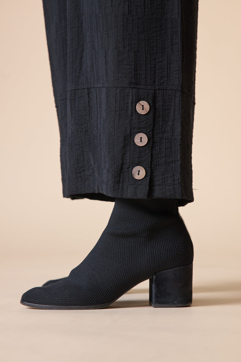 Habitat Soft Rayon Jacquard Button Hem Pant - BLACK - image 3