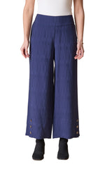 Habitat Soft Rayon Jacquard Button Hem Pant - NAVY - image 1