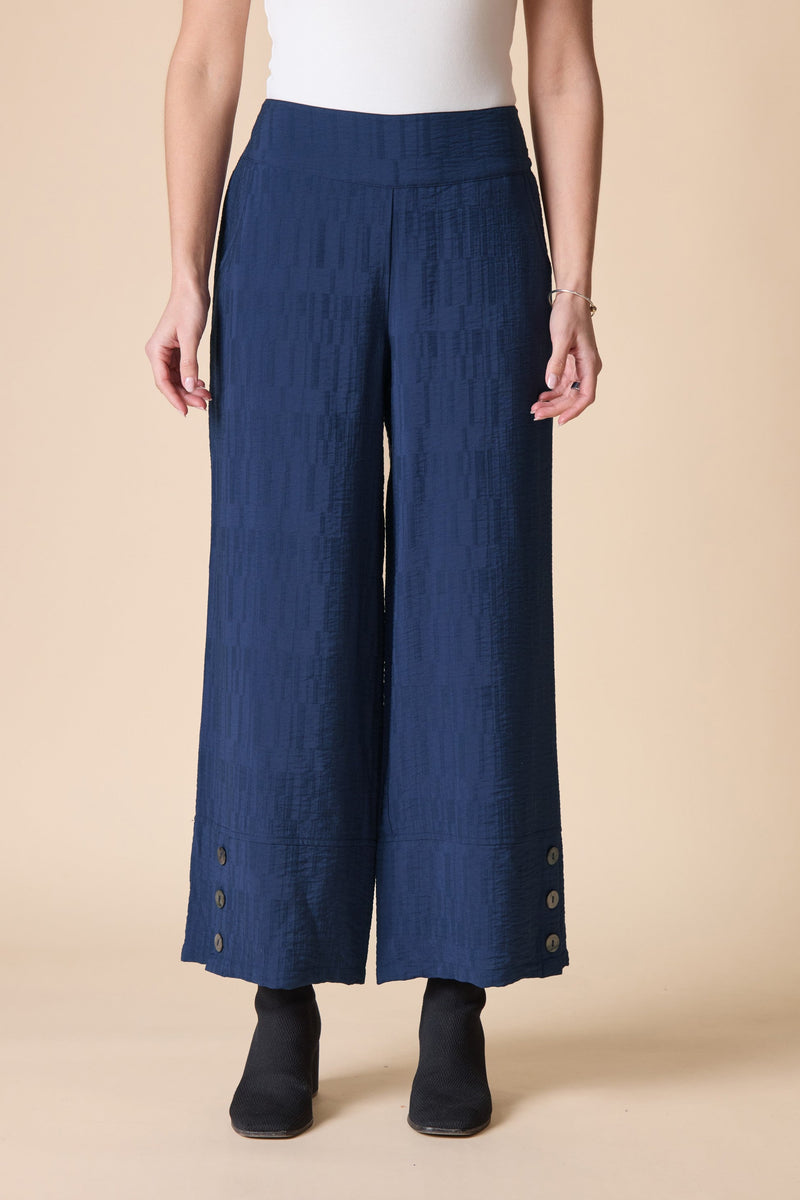 Soft Rayon Jacquard Button Hem Pant - 30778