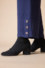 Habitat Soft Rayon Jacquard Button Hem Pant - NAVY - image 3