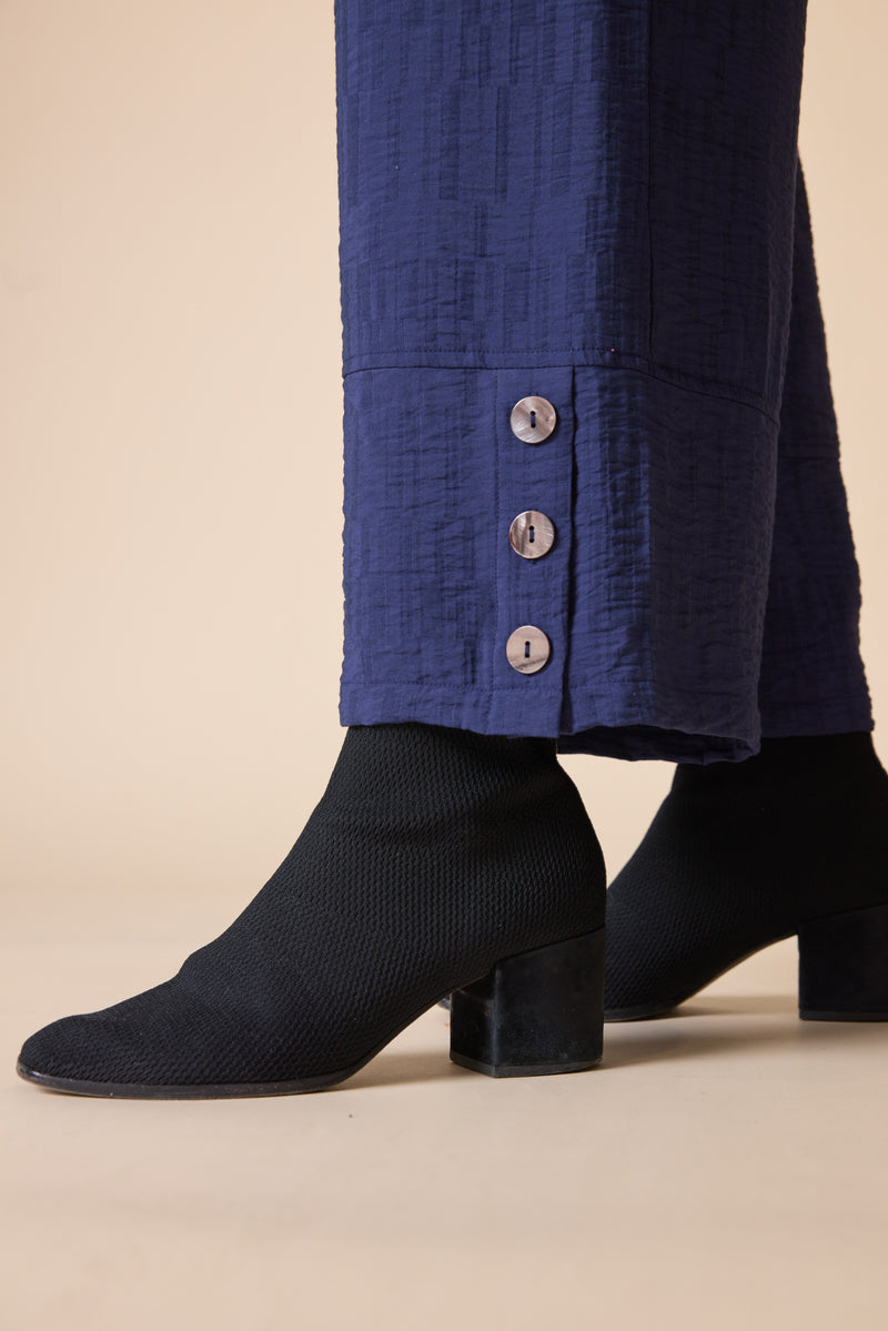 Habitat Soft Rayon Jacquard Button Hem Pant - NAVY - image 3
