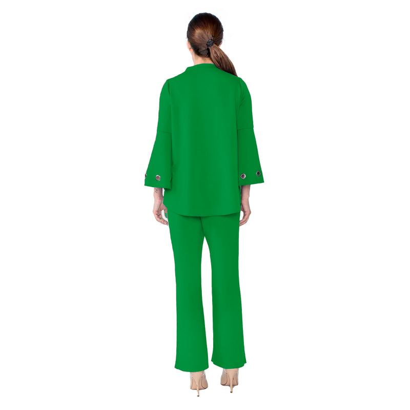 IC Collection Bell Sleeve Asymmetric Jacket in Green - 4577J-GN