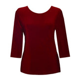 Valentina Signa Solid Round Neck Top in Burgundy - L-Solid-BG