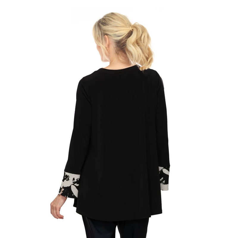 Colorblock Print Pocket Top in Ivory/Black - 7584T-IVO