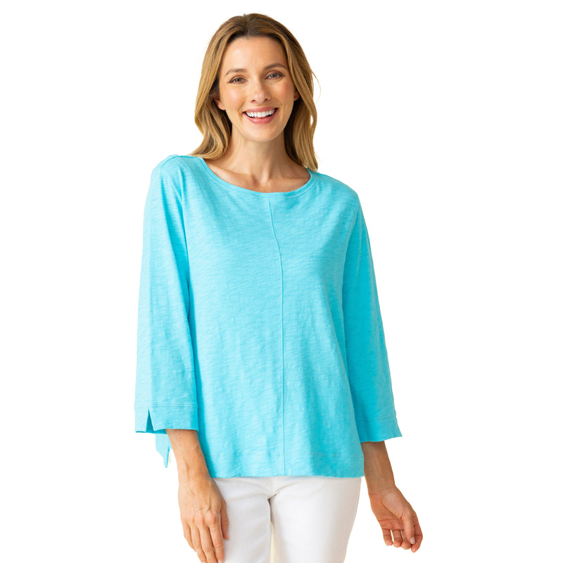 Coverstitch Boatneck Top in Malibu - 27522-MLB