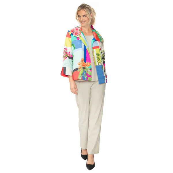 Multi-Print Open Front Jacket - 7049J