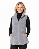 Zip-Front Fleece Vest in Fog - 31003