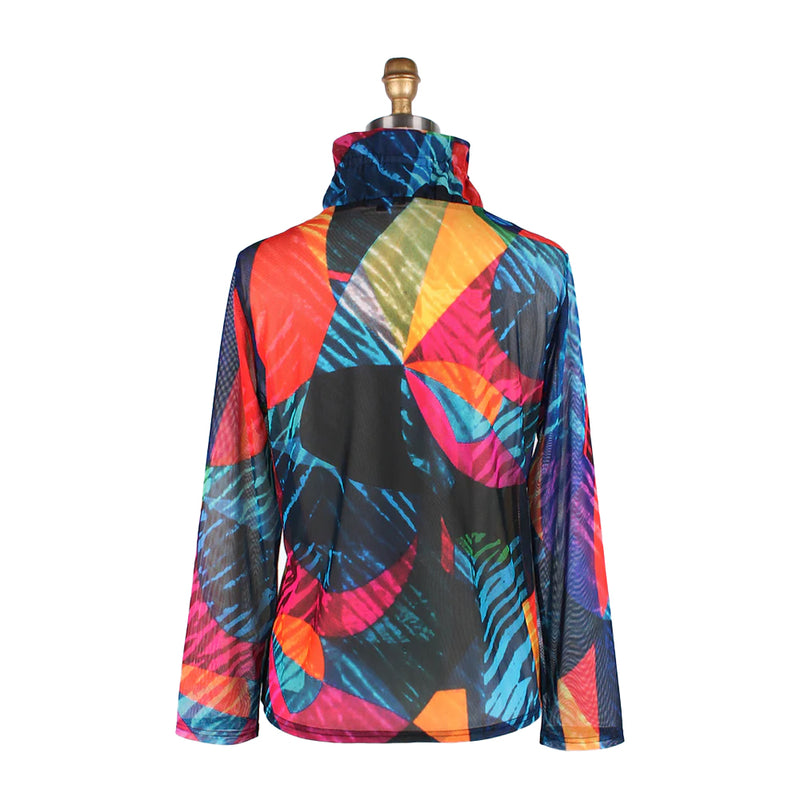 Damee Abstract Art Print Mesh Jacket with Sleeveless Top - 31420-MLT - Sizes M & L