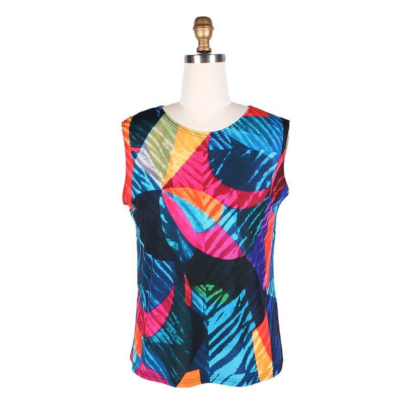 Damee Abstract Art Print Mesh Jacket with Sleeveless Top - 31420-MLT