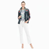 Floral & Denim Print Mesh Jacket W/Coordinating Tank - 31434
